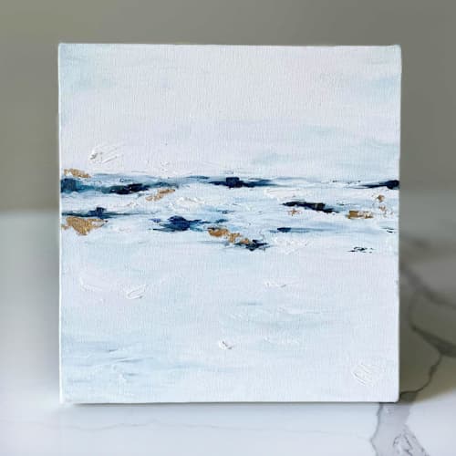 This is a white original paintings by Nicoletta Savod called gilded sapphire fury in standard