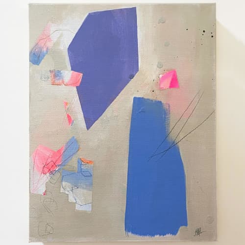 This is a blue original paintings by Nicole Simms called view from the balcony in standard