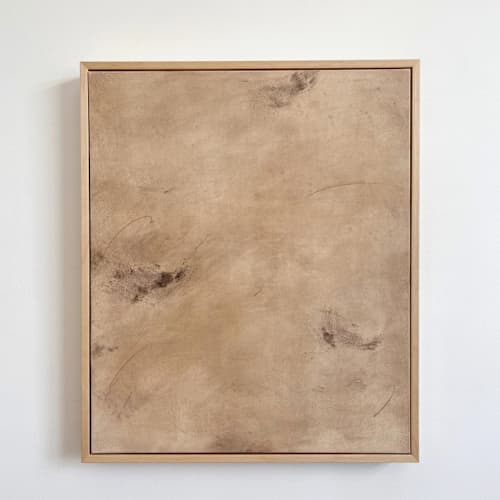 This is a beige original paintings by Shiho Whitehead called kaze 1 in standard