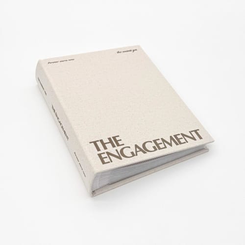 This is a beige wedding gifts by The Ceremony Club called engagement photo album - classic linen in standard