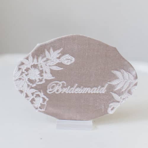 This is a beige bridesmaid gifts by Velvet Raptor called bridesmaid oval card in standard