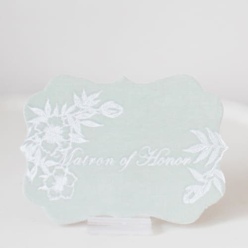 This is a green bridesmaid gifts by Velvet Raptor called matron of honor scroll card in standard