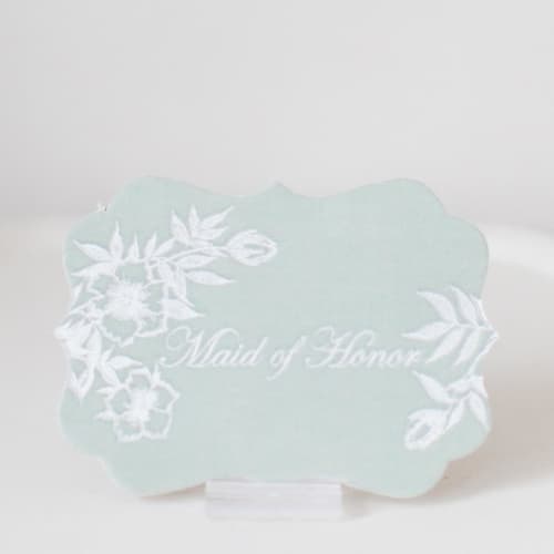 This is a green bridesmaid gifts by Velvet Raptor called maid of honor scroll card in standard