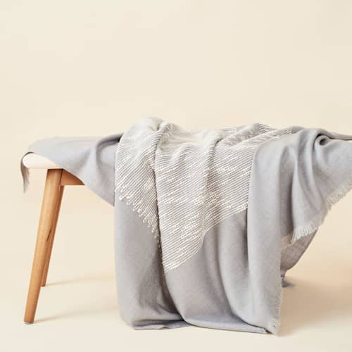 This is a gray throw blankets by Anjali Purohit called flo white gray soft meirno throw in standard