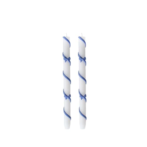 This is a blue candles and candle holders by Jollity and Co called blue coquette taper candles - set of 2 in standard