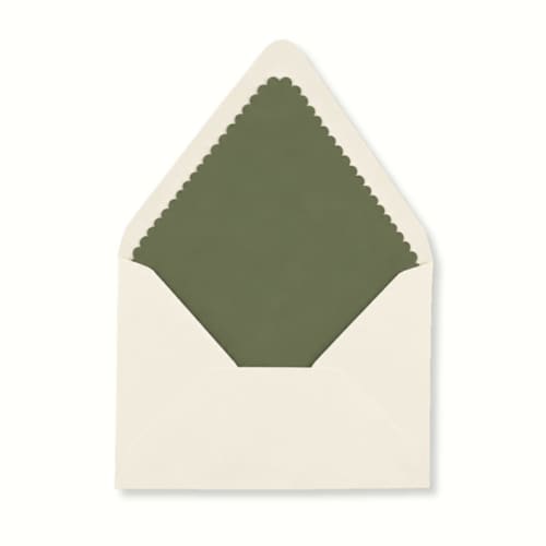 This is a green wedding envelopes by Paper Haven called moss green scalloped laser envelope liner (pack of 20) in standard