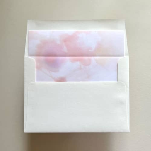 This is a pink wedding envelopes by Renée Stramel called a7 envelope liners silvered floral in pink for straight flap envelopes | pack of 10 in standard