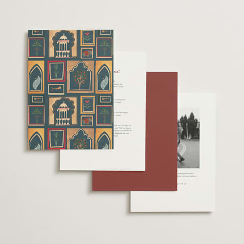 This is a honey foil stamped wedding invitations with foil pressed by Teju Reval called indian elephant printing on signature in standard