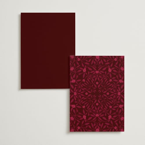 This is a garnet menu cards with standard by Morgan Kendall called victorian chic printing on signature in 5x7