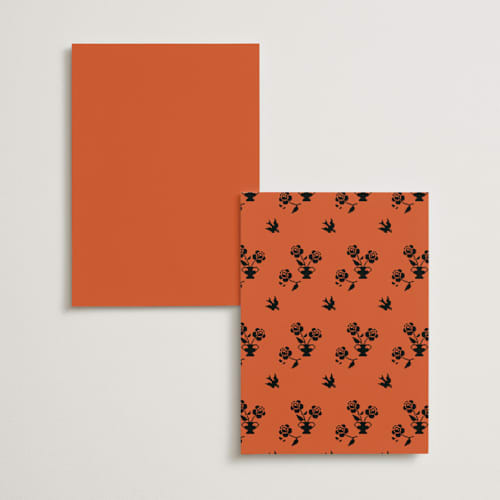 This is a amaro menu cards with standard by Studio Suku called bold and demure printing on signature in 5x7