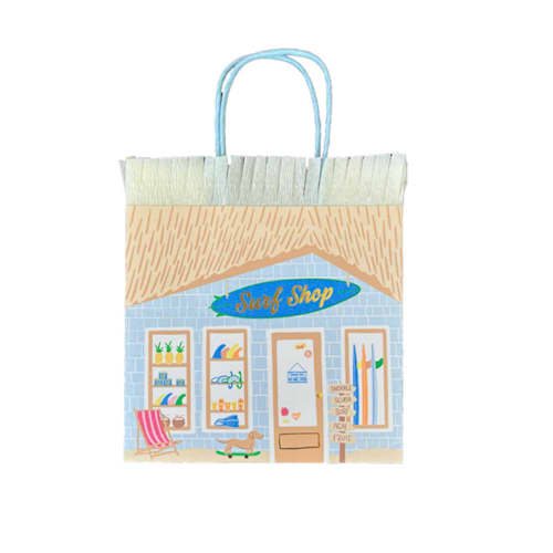 This is a multicolor wedding day of favors by Jollity and Co called surf's up party bag - set of 8 in standard