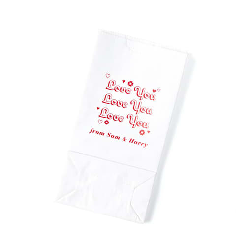 This is a white wedding day of favors by ForYourParty called valentine's love you favor bag, set of 50 in standard