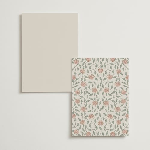This is a blush meadow menu cards with foil pressed by Grae called dancing in the garden printing on signature in 5x7