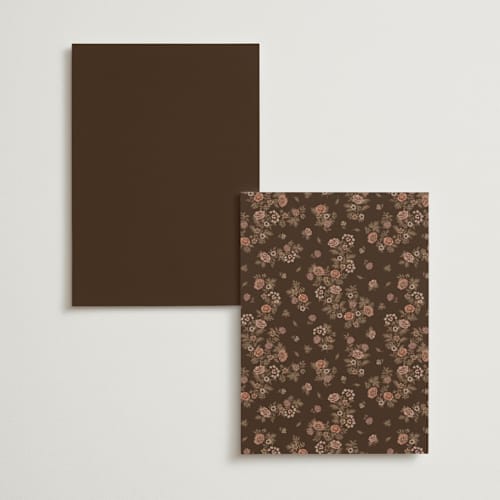 This is a chocolate menu cards with foil pressed by Paola Benenati called blooming path printing on signature in 5x7