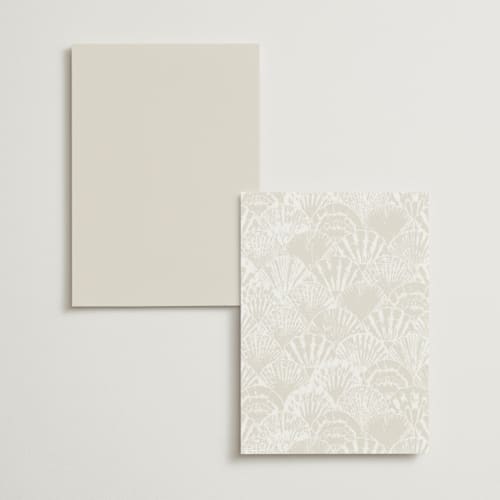 This is a pearl menu cards with foil pressed by Maria Alou called by the seashore printing on signature in 5x7