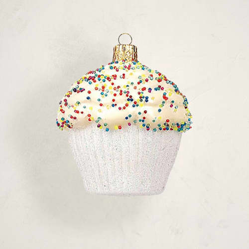 This is a sprinkles christmas ornaments by Minted called cupcake glass ornament by whitehurst in standard