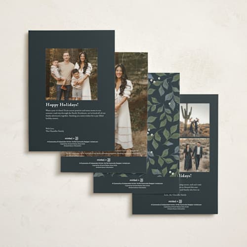 This is a navy met with standard by Paper Raven Co. called holiday bouquet printing on signature in standard