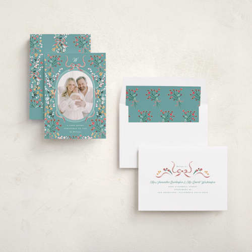 This is a teal met with standard by Corinne Malesic called sprigged printing on recycled smooth signature in standard