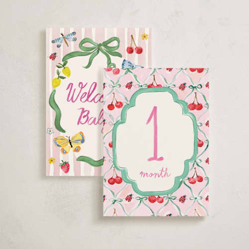 This is a multi baby milestone cards by Pati Cascino called bows, buds & wonder ahead in standard