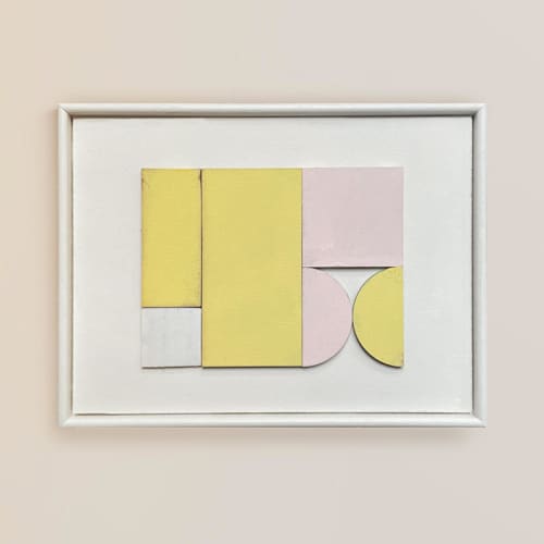 This is a yellow sculpture art by Francesca Iannaccone called playfield no.16 in standard