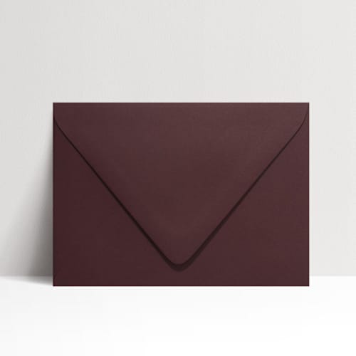 This is a red wedding envelopes by Studio Lavender called a7 claret/maroon euro flap envelopes, pack of 25 in standard