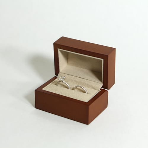 This is a brown wedding accessories by Soulmatebox called wood ring box - double slot in standard