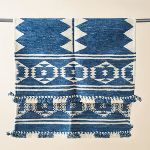 This is a blue rugs by Anjali Purohit called neel handloom rug in standard