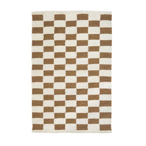 This is a brown rugs by Archive New York called zapotec umber and ivory checkered rug, size 2'x3' in standard