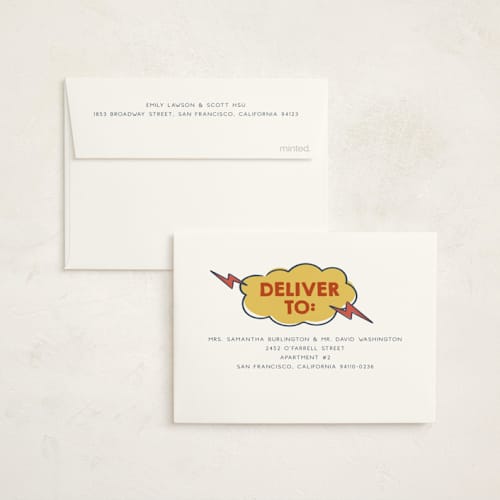 This is a comic pop bar mitzvah bat mitzvah invitations with standard by Vera Lim called pop art printing on strathmore in standard