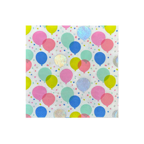 This is a multicolor decorative paper napkins by Jollity and Co called it's a birthday balloon large napkins - set of 16 in standard