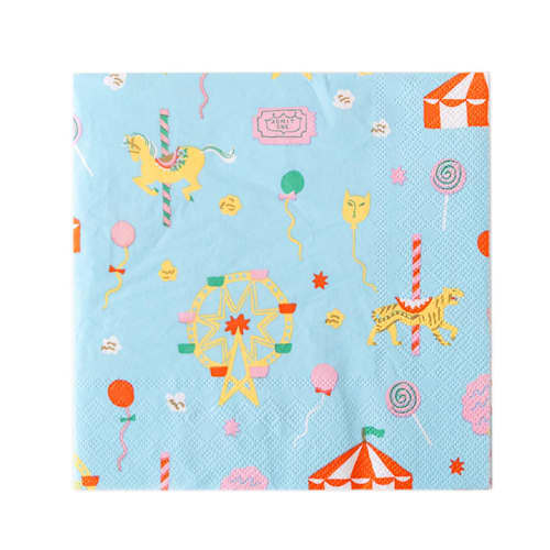 This is a multicolor decorative paper napkins by Jollity and Co called off to the fair large napkins - pack of 16 in standard