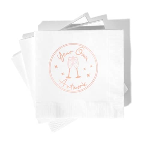 This is a white decorative paper napkins by ForYourParty called custom art napkin, cocktail size, set of 100 in standard