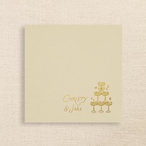 This is a natural decorative paper napkins by Papel Custom Design called champagne tower personalized cocktail napkins ivory | pack of 50 premium quality in standard