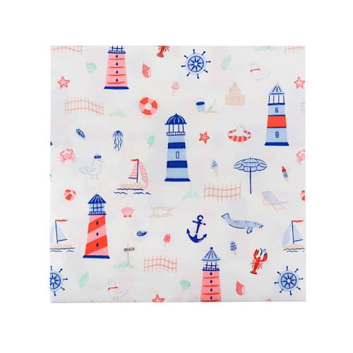 This is a multicolor decorative paper napkins by Jollity and Co called seaside large napkins - set of 16 in standard
