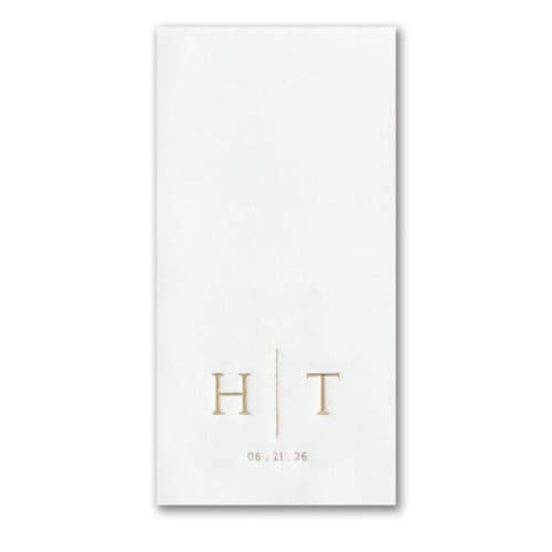 This is a white decorative paper napkins by Papel Custom Design called custom initially distinctive premium napkin - guest towel - pack of 100 in standard