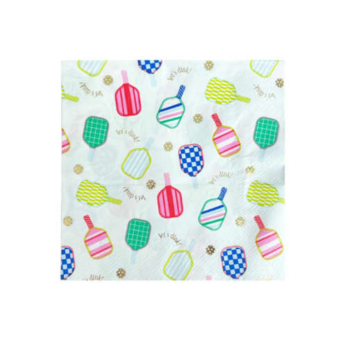 This is a multicolor decorative paper napkins by Jollity and Co called pickleball social club large napkins - set of 16 in standard