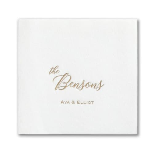 This is a white decorative paper napkins by Papel Custom Design called custom personally your own premium napkin - beverage - pack of 100 in standard