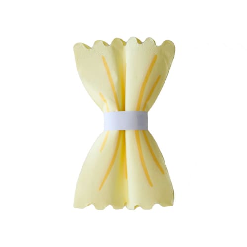 This is a yellow decorative paper napkins by Jollity and Co called le dinner pasta noodle guest napkins - set of 16 in standard