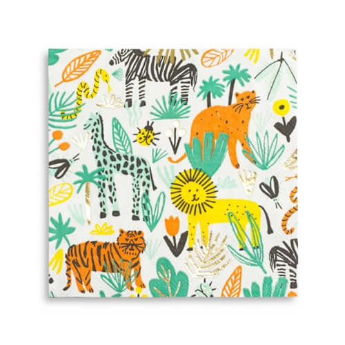 This is a multicolor decorative paper napkins by Jollity and Co called into the wild large napkins - pack of 16 in standard