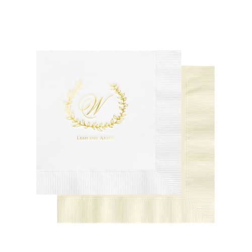 This is a multicolorassorted-colors decorative paper napkins by Papel Custom Design called custom foil encompassing greenery napkin - pack of 100 in standard