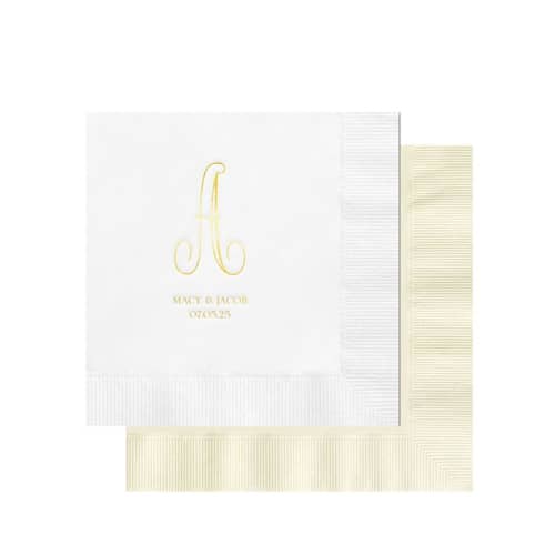This is a multicolorassorted-colors decorative paper napkins by Papel Custom Design called foil elegant custom monogram napkin - pack of 100 in standard