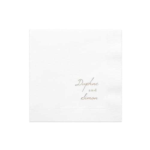 This is a white decorative paper napkins by ForYourParty called romantic script you and me, set of 50 in standard