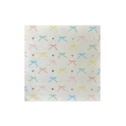 This is a multicolor decorative paper napkins by Jollity and Co called bows large napkins - set of 16 in standard