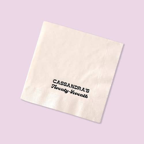 This is a white decorative paper napkins by ForYourParty called birthday minimal napkin, cocktail size, set of 50 in standard