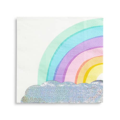 This is a multicolor decorative paper napkins by Jollity and Co called over the rainbow large napkins - pack of 16 in standard
