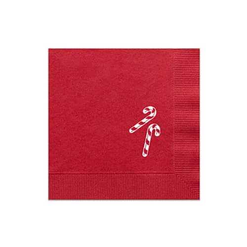 This is a red decorative paper napkins by ForYourParty called candy cane napkins, set of 50 in standard