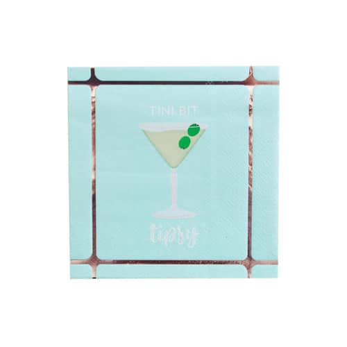 This is a blue decorative paper napkins by Jollity and Co called tini bit tipsy cocktail napkins - pack of 20 in standard