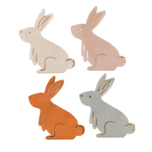 This is a multicolor decorative paper napkins by Jollity and Co called bunnies in the garden large "bunny" napkins - set of 16 in standard