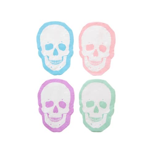 This is a white decorative paper napkins by Jollity and Co called pastel skull large napkins - set of 16 in standard