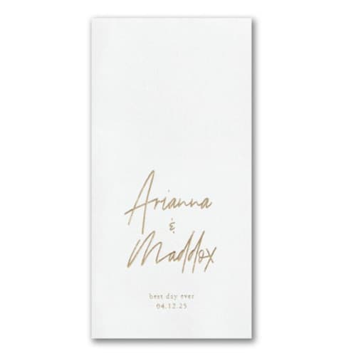 This is a white decorative paper napkins by Papel Custom Design called uniquely yours premium custom napkin - guest towel - pack of 100 in standard